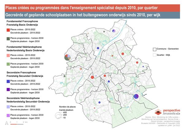 Places d'enseignement spécialisé créées ou programmées à l'horizon 2030